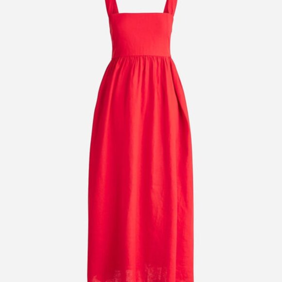 J. Crew Squareneck midi dress in linen size 14 - Picture 1 of 11